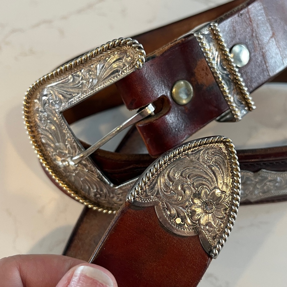 Custom vintage belt Montana Silversmith’s hardware size 34(approximately) - Picture 2 of 9